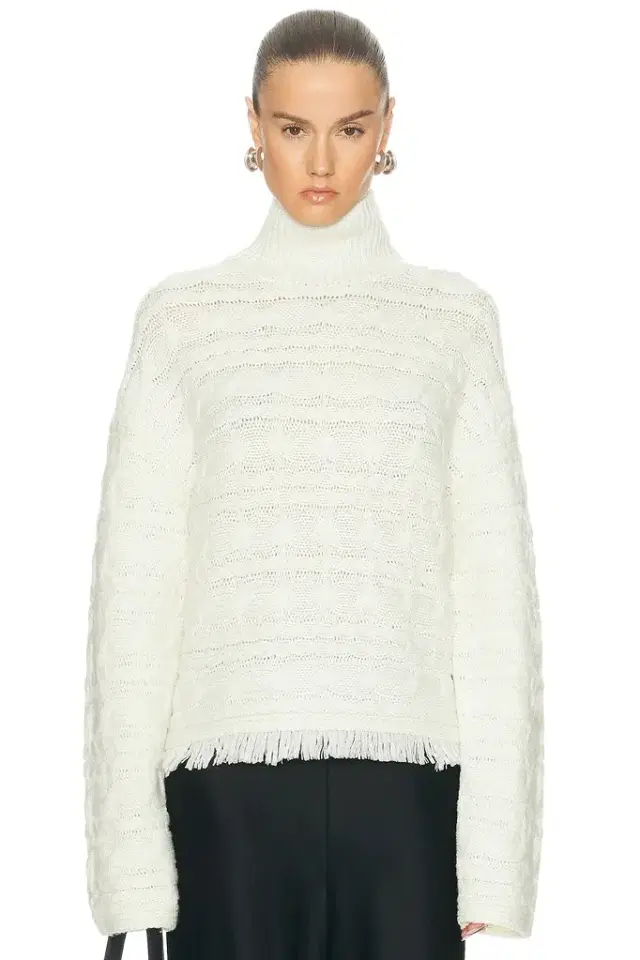 Guest In Residence Cropped Cable Turtleneck Sweater