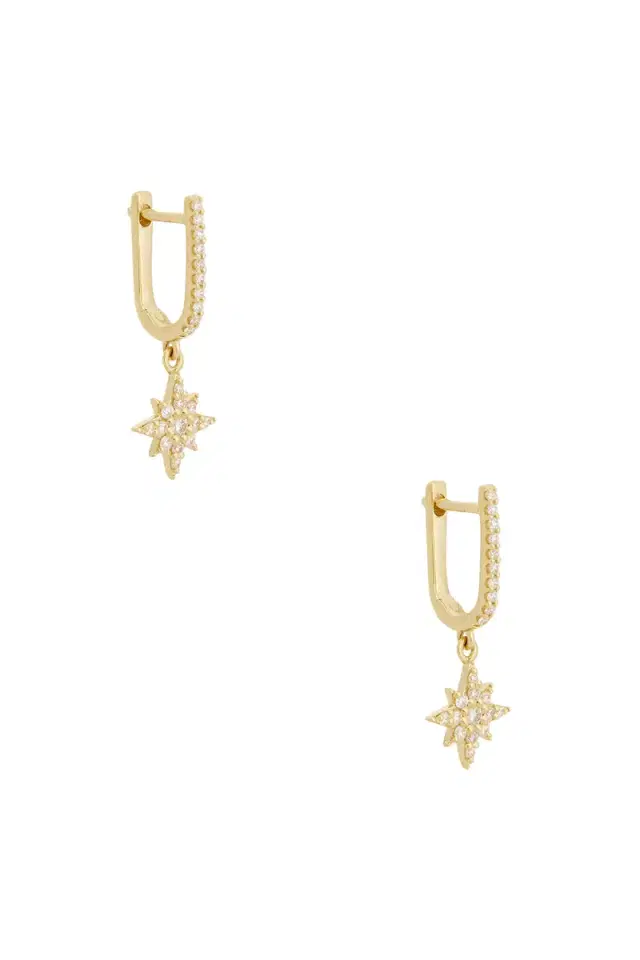 STONE AND STRAND Northern Star Pave Huggie Earrings