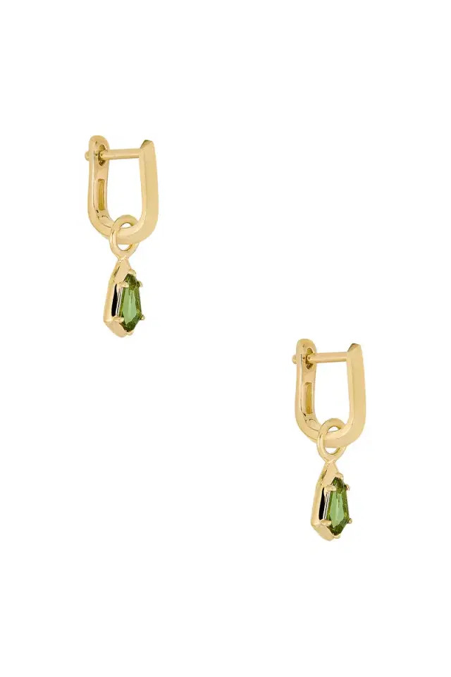 STONE AND STRAND Knife Edge Shield Drop Hoop Earrings