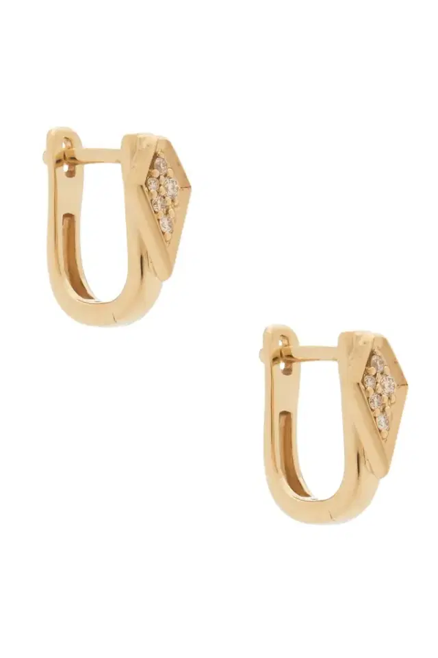 STONE AND STRAND Pave Knife Edge Kite Huggie Earrings