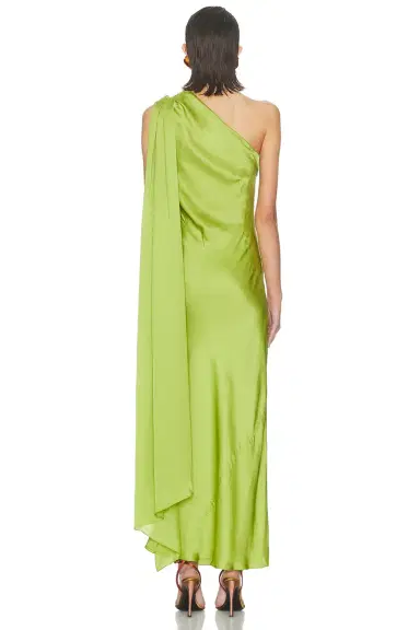 ALEJANDRA ALONSO ROJAS for FWRD One Shoulder Dress With Cape | Thumbnail 3