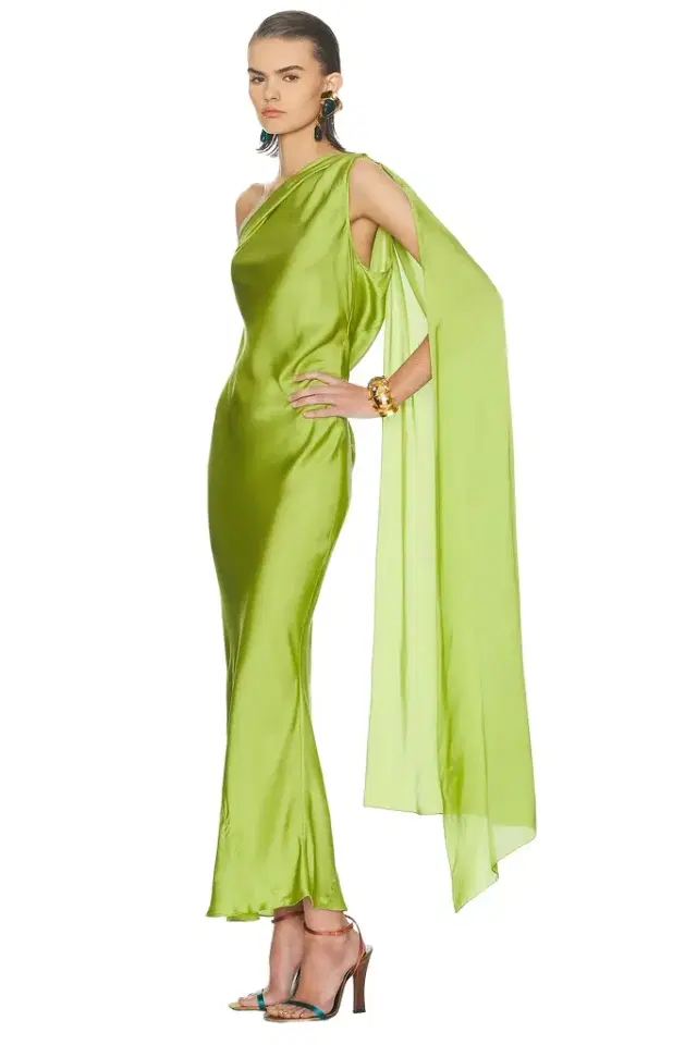ALEJANDRA ALONSO ROJAS for FWRD One Shoulder Dress With Cape
