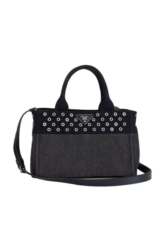 Prada Prada Studded Denim Canapa Tote Bag
