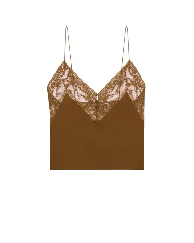 Yves Saint Laurent laced camisole in silk crepe de chine