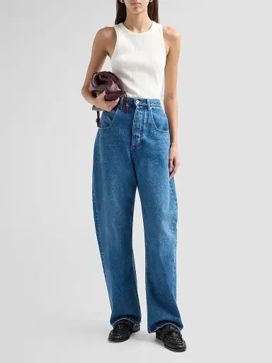 Bottega Veneta Women's High-Rise Barrel-Leg Cotton Jeans | Thumbnail 2 Bottega Veneta Women's High-Rise Barrel-Leg Cotton Jeans | Thumbnail 2