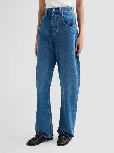 Bottega Veneta Women's High-Rise Barrel-Leg Cotton Jeans | Thumbnail 4 Bottega Veneta Women's High-Rise Barrel-Leg Cotton Jeans | Thumbnail 4