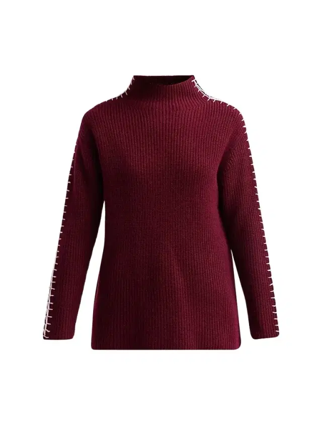 Saks Fifth Avenue Women's Rib-Knit Cashmere Whipstitched Sweater