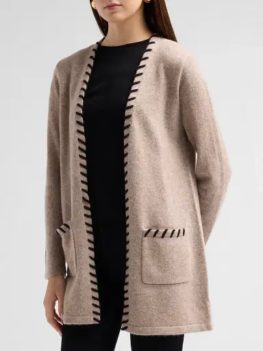 Saks Fifth Avenue Women's Whipstitch Cashmere Cardigan | Thumbnail 4
