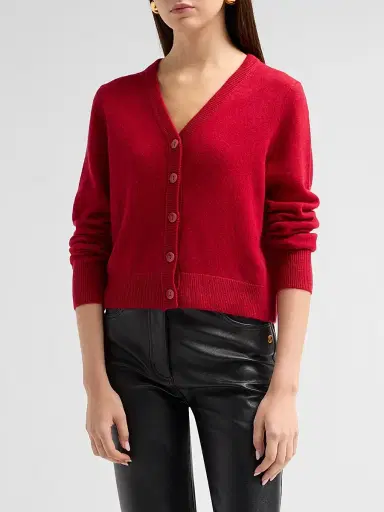 Saks Fifth Avenue Women's V-Neck Cashmere Crop Cardigan | Thumbnail 4