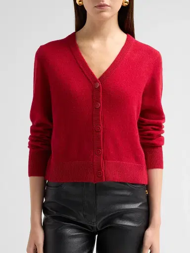 Saks Fifth Avenue Women's V-Neck Cashmere Crop Cardigan | Thumbnail 5