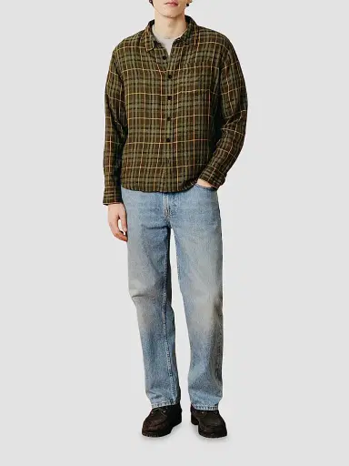 Corridor Men's Plaid Crinkle Cotton-Blend Button-Front Shirt | Thumbnail 2