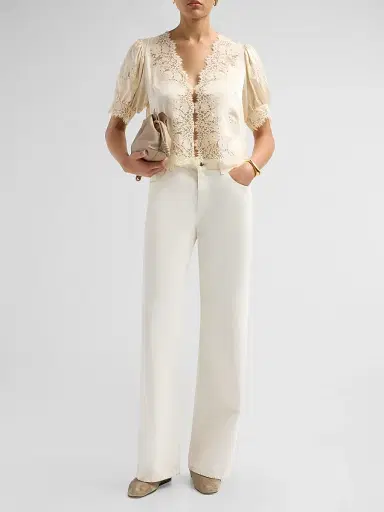 DÔEN Women's Idella Lace-Trim Silk Top | Thumbnail 2 DÔEN Women's Idella Lace-Trim Silk Top | Thumbnail 2