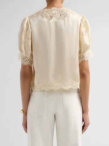 DÔEN Women's Idella Lace-Trim Silk Top | Thumbnail 3 DÔEN Women's Idella Lace-Trim Silk Top | Thumbnail 3