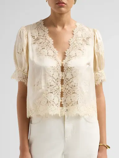 DÔEN Women's Idella Lace-Trim Silk Top | Thumbnail 5 DÔEN Women's Idella Lace-Trim Silk Top | Thumbnail 5