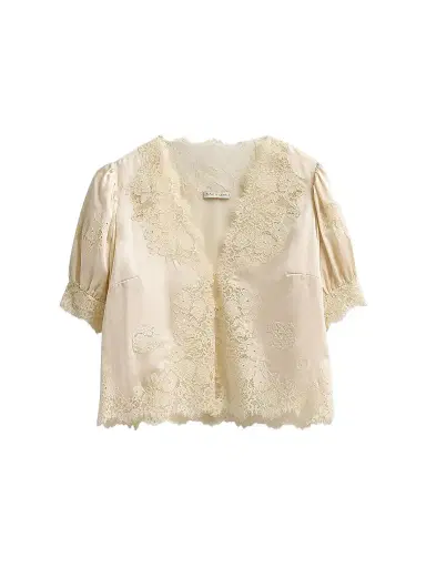 DÔEN Women's Idella Lace-Trim Silk Top | Thumbnail 1 DÔEN Women's Idella Lace-Trim Silk Top | Thumbnail 1