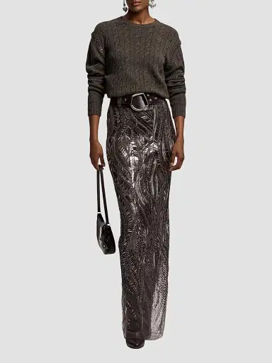 Ralph Lauren Collection Women's Cable-Knit Cashmere Chain Sweater | Thumbnail 2