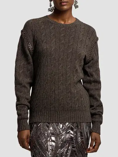 Ralph Lauren Collection Women's Cable-Knit Cashmere Chain Sweater | Thumbnail 4