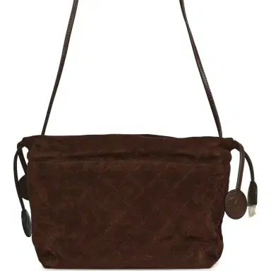 Chanel Chanel CC Drawstring Clutch Bag with Leather Strap Dark Brown Suede Gold Hardware | Thumbnail 4