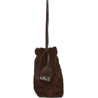 Chanel Chanel CC Drawstring Clutch Bag with Leather Strap Dark Brown Suede Gold Hardware | Thumbnail 5