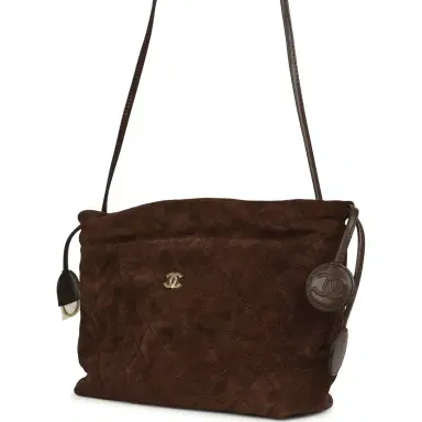 Chanel Chanel CC Drawstring Clutch Bag with Leather Strap Dark Brown Suede Gold Hardware | Thumbnail 6