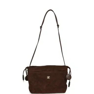 Chanel Chanel CC Drawstring Clutch Bag with Leather Strap Dark Brown Suede Gold Hardware | Thumbnail 8