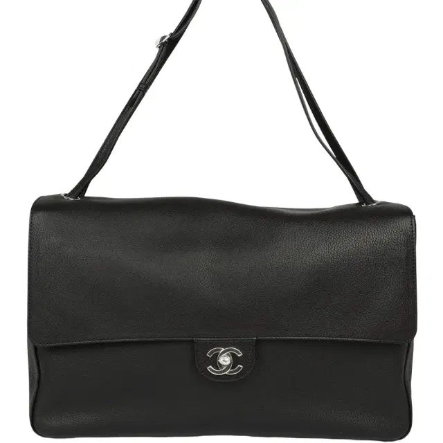 Chanel Chanel Maxi "Souplissimo" Large Flap Bag Black Grained Calfskin Silver Hardware