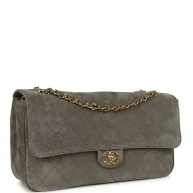 Chanel Chanel Maxi "Souplissimo" Small Flap Bag Dark Grey Suede Gold Hardware | Thumbnail 2 Chanel Chanel Maxi "Souplissimo" Small Flap Bag Dark Grey Suede Gold Hardware | Thumbnail 2
