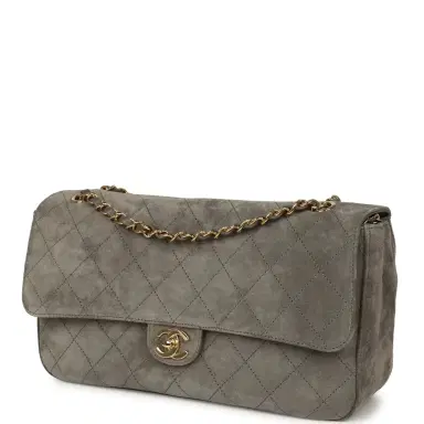 Chanel Chanel Maxi "Souplissimo" Small Flap Bag Dark Grey Suede Gold Hardware | Thumbnail 5 Chanel Chanel Maxi "Souplissimo" Small Flap Bag Dark Grey Suede Gold Hardware | Thumbnail 5