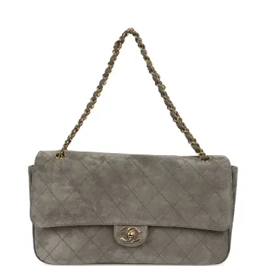 Chanel Chanel Maxi "Souplissimo" Small Flap Bag Dark Grey Suede Gold Hardware | Thumbnail 7 Chanel Chanel Maxi "Souplissimo" Small Flap Bag Dark Grey Suede Gold Hardware | Thumbnail 7
