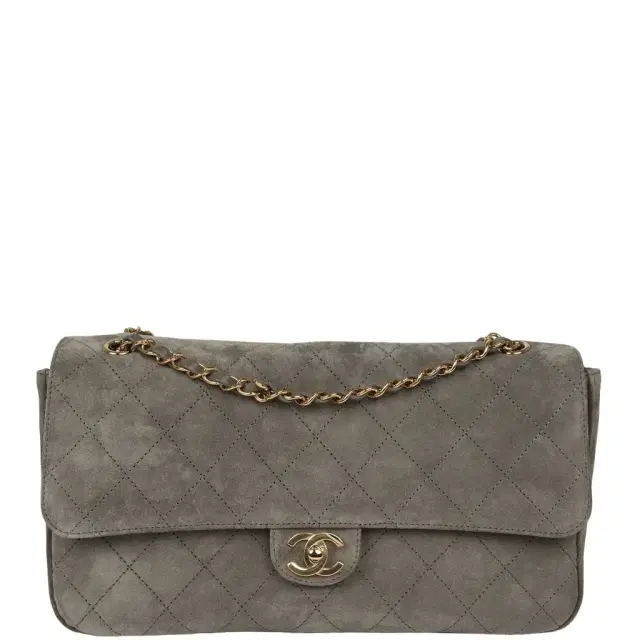 Chanel Chanel Maxi "Souplissimo" Small Flap Bag Dark Grey Suede Gold Hardware