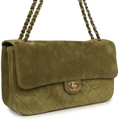 Chanel Chanel Maxi "Souplissimo" Small Flap Bag Khaki Suede Gold Hardware | Thumbnail 2 Chanel Chanel Maxi "Souplissimo" Small Flap Bag Khaki Suede Gold Hardware | Thumbnail 2