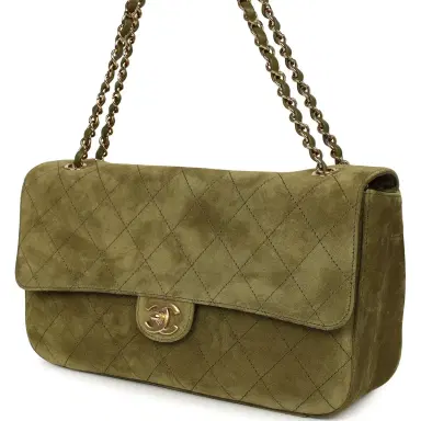 Chanel Chanel Maxi "Souplissimo" Small Flap Bag Khaki Suede Gold Hardware | Thumbnail 5 Chanel Chanel Maxi "Souplissimo" Small Flap Bag Khaki Suede Gold Hardware | Thumbnail 5