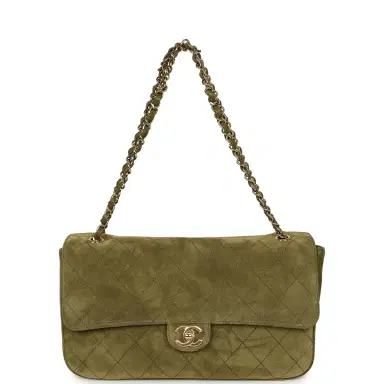 Chanel Chanel Maxi "Souplissimo" Small Flap Bag Khaki Suede Gold Hardware | Thumbnail 6 Chanel Chanel Maxi "Souplissimo" Small Flap Bag Khaki Suede Gold Hardware | Thumbnail 6
