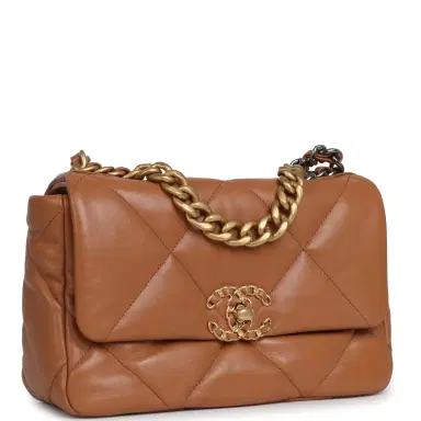 Chanel Chanel Medium 19 Flap Brown Lambskin Mixed Metal Hardware | Thumbnail 2