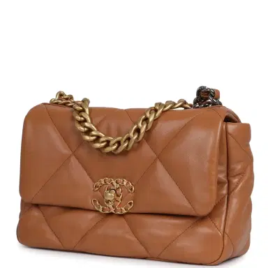 Chanel Chanel Medium 19 Flap Brown Lambskin Mixed Metal Hardware | Thumbnail 5