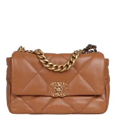 Chanel Chanel Medium 19 Flap Brown Lambskin Mixed Metal Hardware | Thumbnail 1