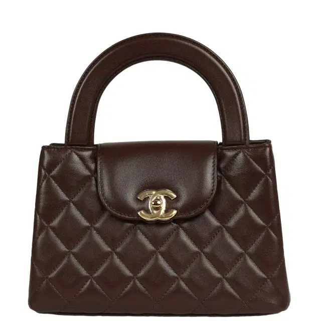 Chanel Chanel Small Kelly Shopper Dark Brown Lambskin Gold Hardware