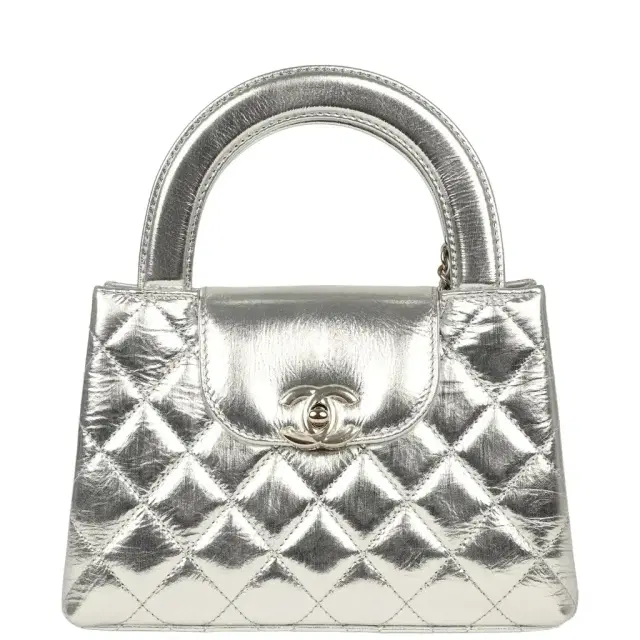 Chanel Chanel Small Kelly Shopper Silver Metallic Calfskin Light Gold Hardware