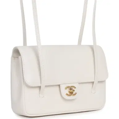 Chanel Chanel Small Preppy Coco Flap Bag White Shiny Caviar Brushed Gold Hardware | Thumbnail 2