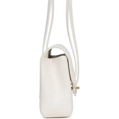 Chanel Chanel Small Preppy Coco Flap Bag White Shiny Caviar Brushed Gold Hardware | Thumbnail 3