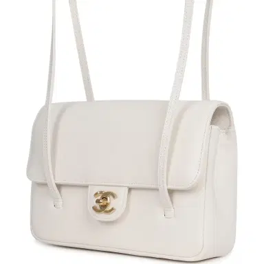 Chanel Chanel Small Preppy Coco Flap Bag White Shiny Caviar Brushed Gold Hardware | Thumbnail 5