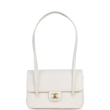 Chanel Chanel Small Preppy Coco Flap Bag White Shiny Caviar Brushed Gold Hardware | Thumbnail 7