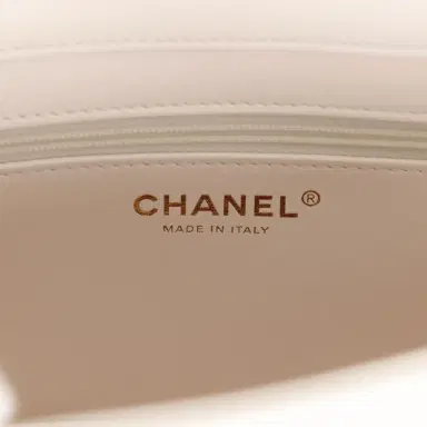 Chanel Chanel Small Preppy Coco Flap Bag White Shiny Caviar Brushed Gold Hardware | Thumbnail 8