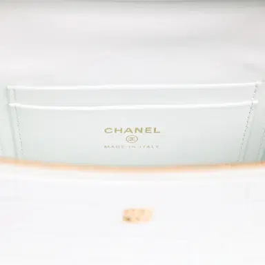 Chanel Chanel Top Handle Long Vanity Case with Chain Light Blue Croc Embossed Calfskin Gold Hardware | Thumbnail 8 Chanel Chanel Top Handle Long Vanity Case with Chain Light Blue Croc Embossed Calfskin Gold Hardware | Thumbnail 8