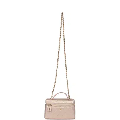 Chanel Chanel Top Handle Long Vanity Case with Chain Pink Iridescent Grained Goatskin Gold Hardware | Thumbnail 7 Chanel Chanel Top Handle Long Vanity Case with Chain Pink Iridescent Grained Goatskin Gold Hardware | Thumbnail 7