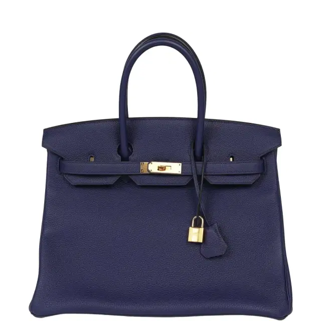 HERMÈS Hermes Birkin 35 Bleu Encre Togo Gold Hardware
