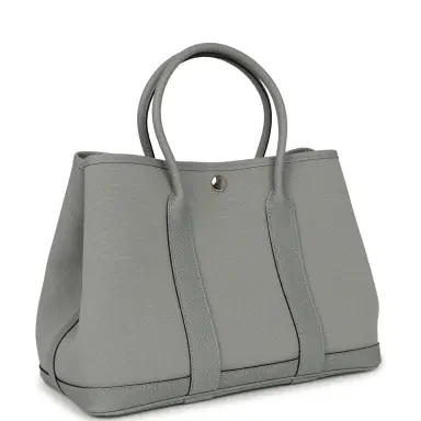 HERMÈS Hermes Garden Party 30 Gris Pantin Officier Canvas, Negonda Palladium Hardware | Thumbnail 2
