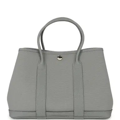 HERMÈS Hermes Garden Party 30 Gris Pantin Officier Canvas, Negonda Palladium Hardware | Thumbnail 4