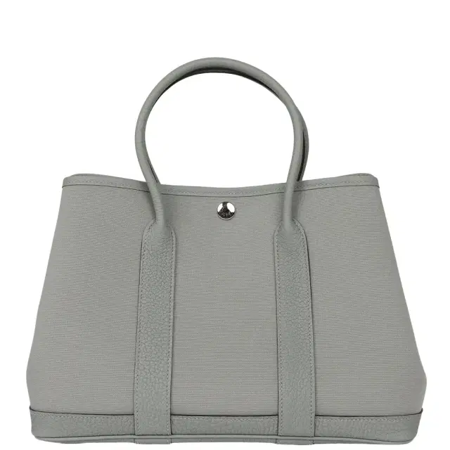 HERMÈS Hermes Garden Party 30 Gris Pantin Officier Canvas, Negonda Palladium Hardware