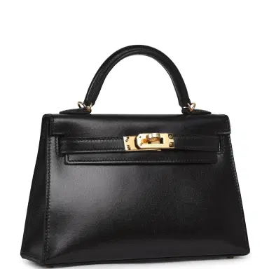 HERMÈS Hermes Kelly Sellier 20 Black Box Gold Hardware | Thumbnail 2